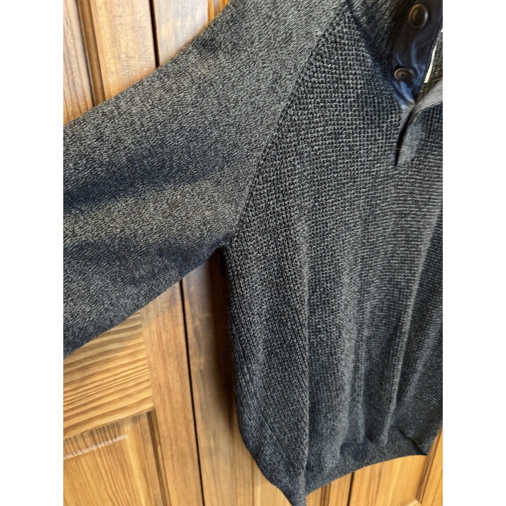 Weatherproof Vintage Men's 1/4 Button Cable‎ Knit Sweater Gray/brown XL Cotton - Picture 4 of 8